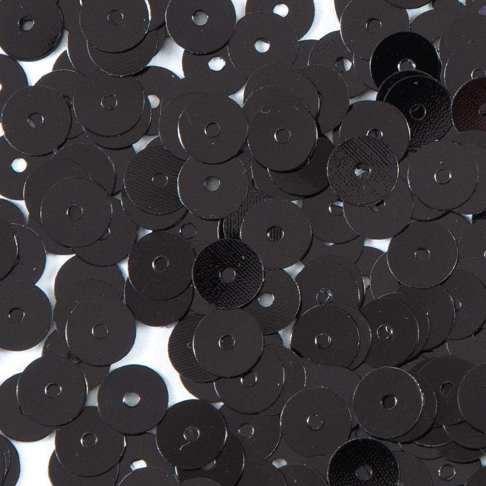 Bag of Black Transparent Bright Loose Sequins - 6mm Detail