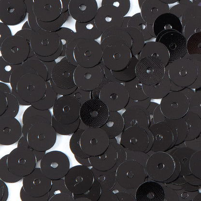 Bag of Black Transparent Bright Loose Sequins - 6mm Detail