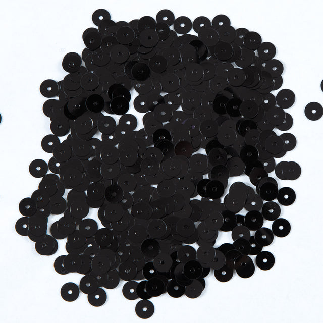 Bag of Black Transparent Bright Loose Sequins - 6mm