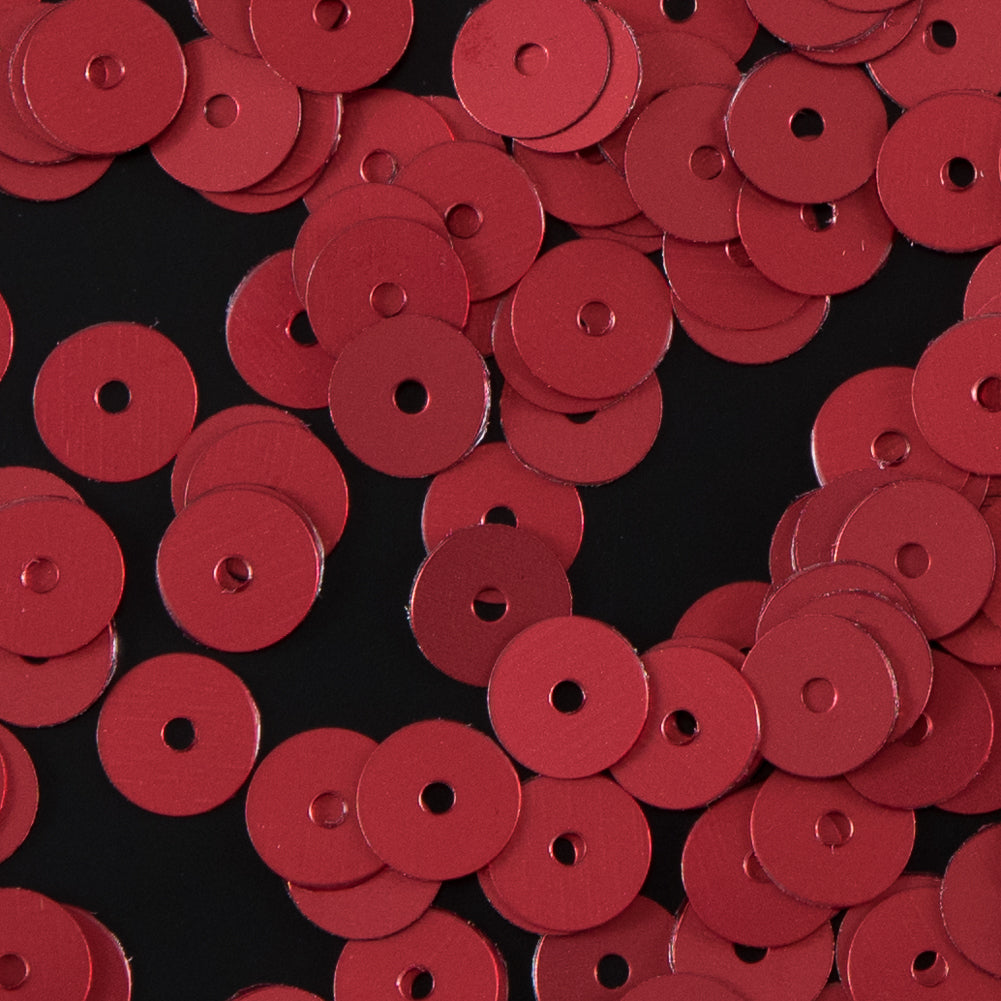 Bag of Red Dull-Bright Loose Sequins - 6mm - Detail