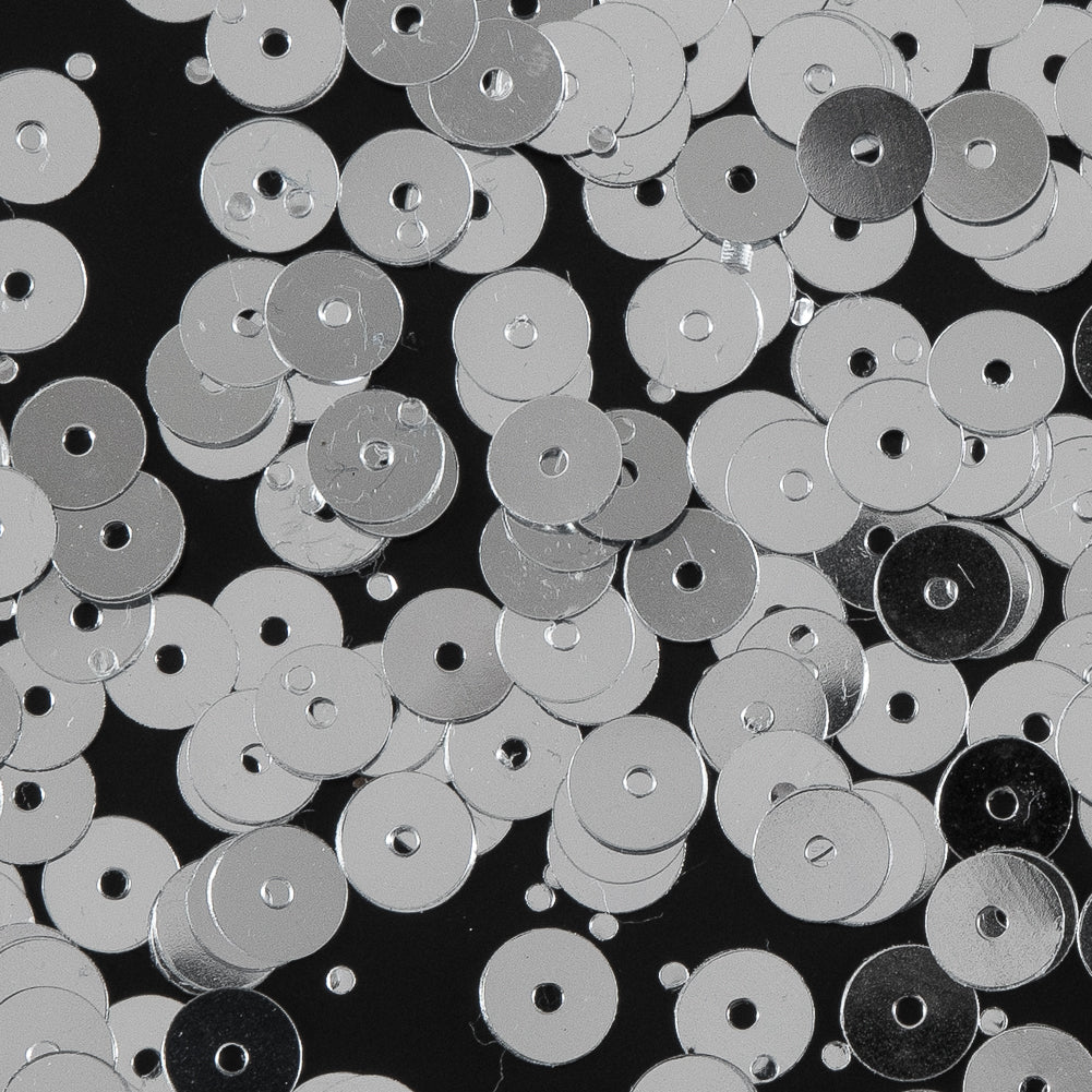 Bag of Silver Color Loose Sequins with Silver Back - 6mm Detail