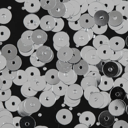 Bag of Silver Color Loose Sequins with Silver Back - 6mm Detail