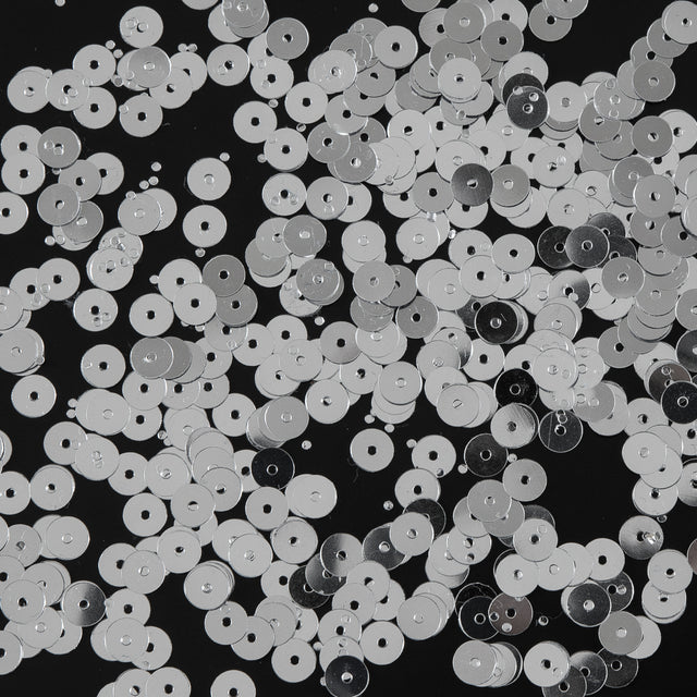 Bag of Silver Color Loose Sequins with Silver Back - 6mm