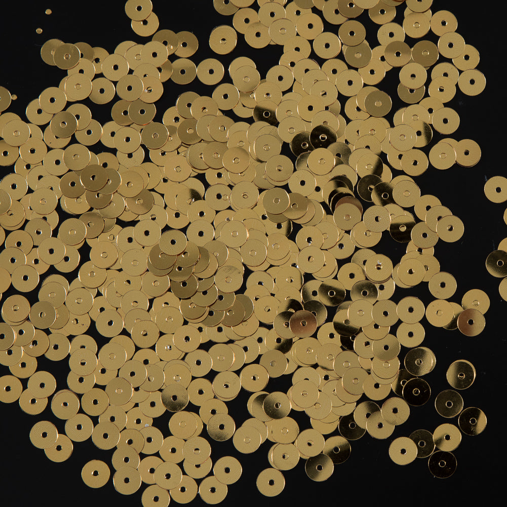 Bag of True Gold Color Loose Sequins with Silver Back - 6mm