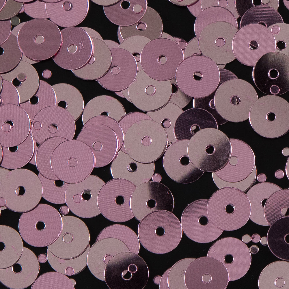 Bag of Pink Color Loose Sequins with Silver Back - 6mm Detail