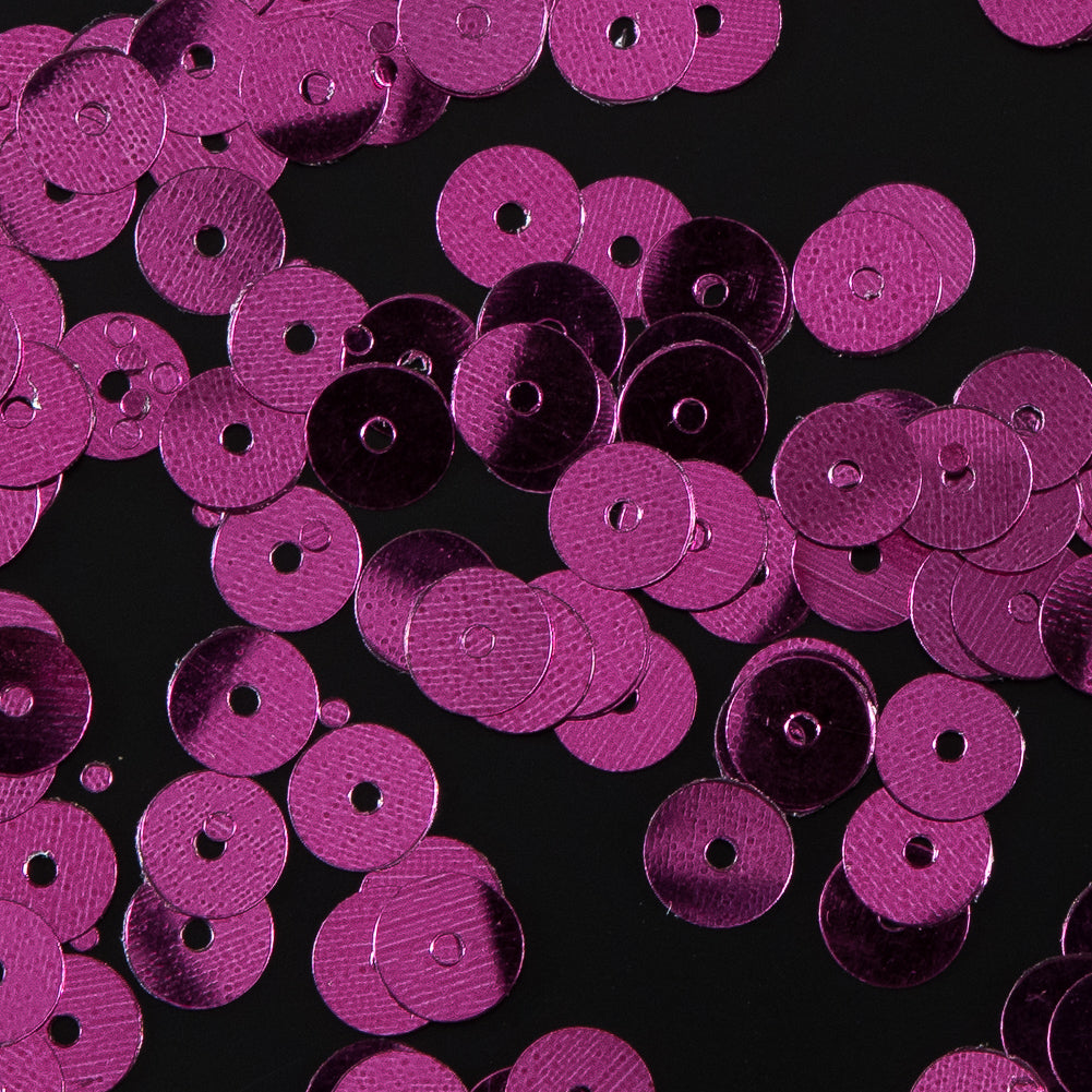 Bag of Fuchsia Color Loose Sequins with Silver Back - 6mm - Detail