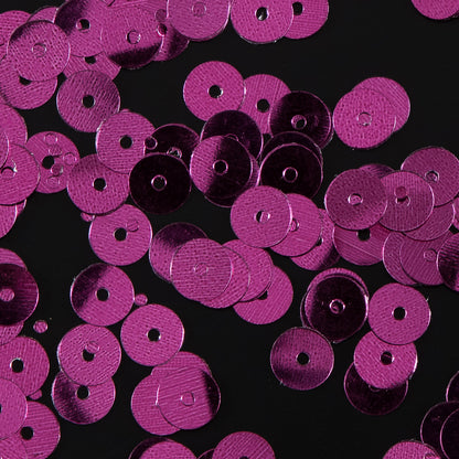 Bag of Fuchsia Color Loose Sequins with Silver Back - 6mm - Detail