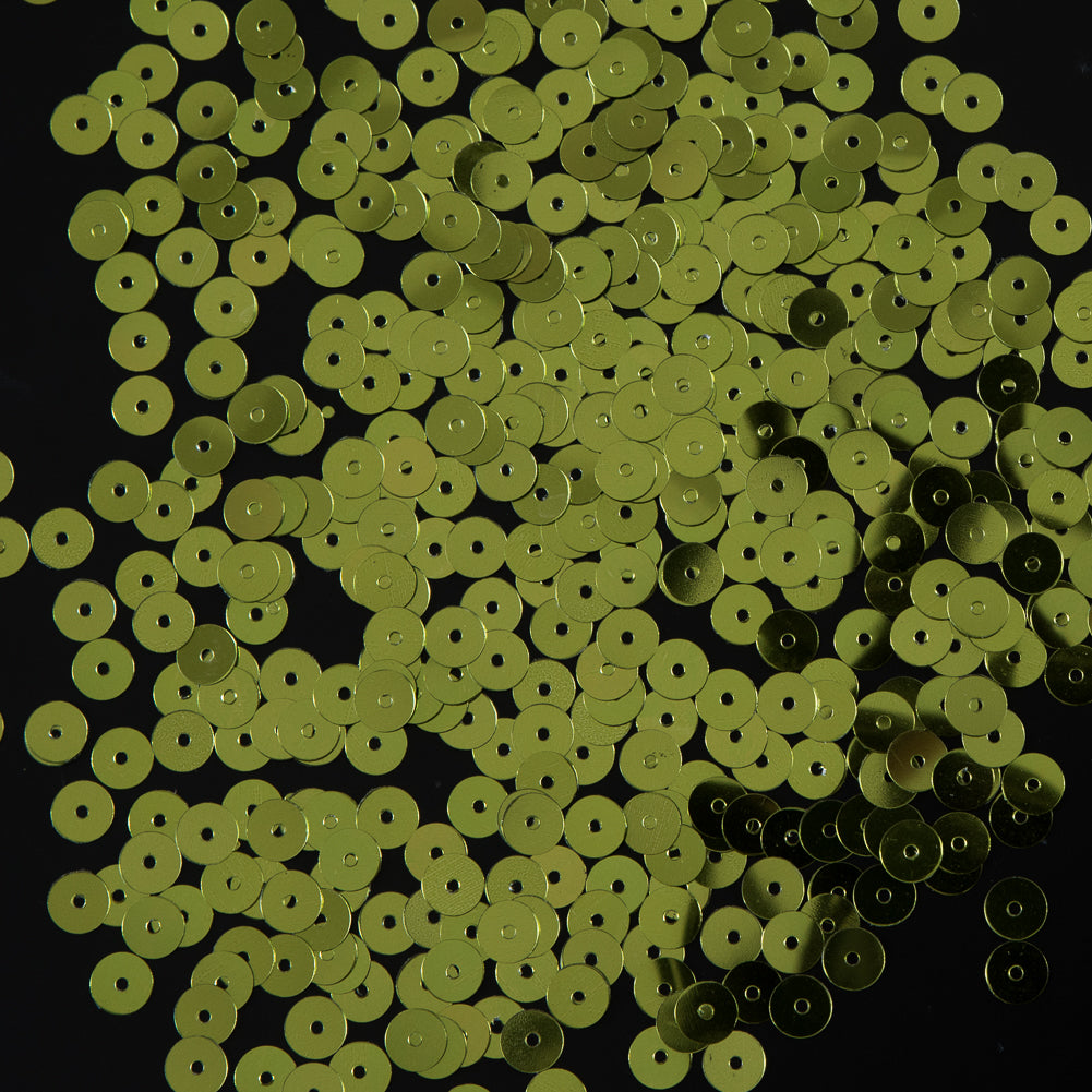 Bag of Lime Color Loose Sequins with Silver Back - 6mm