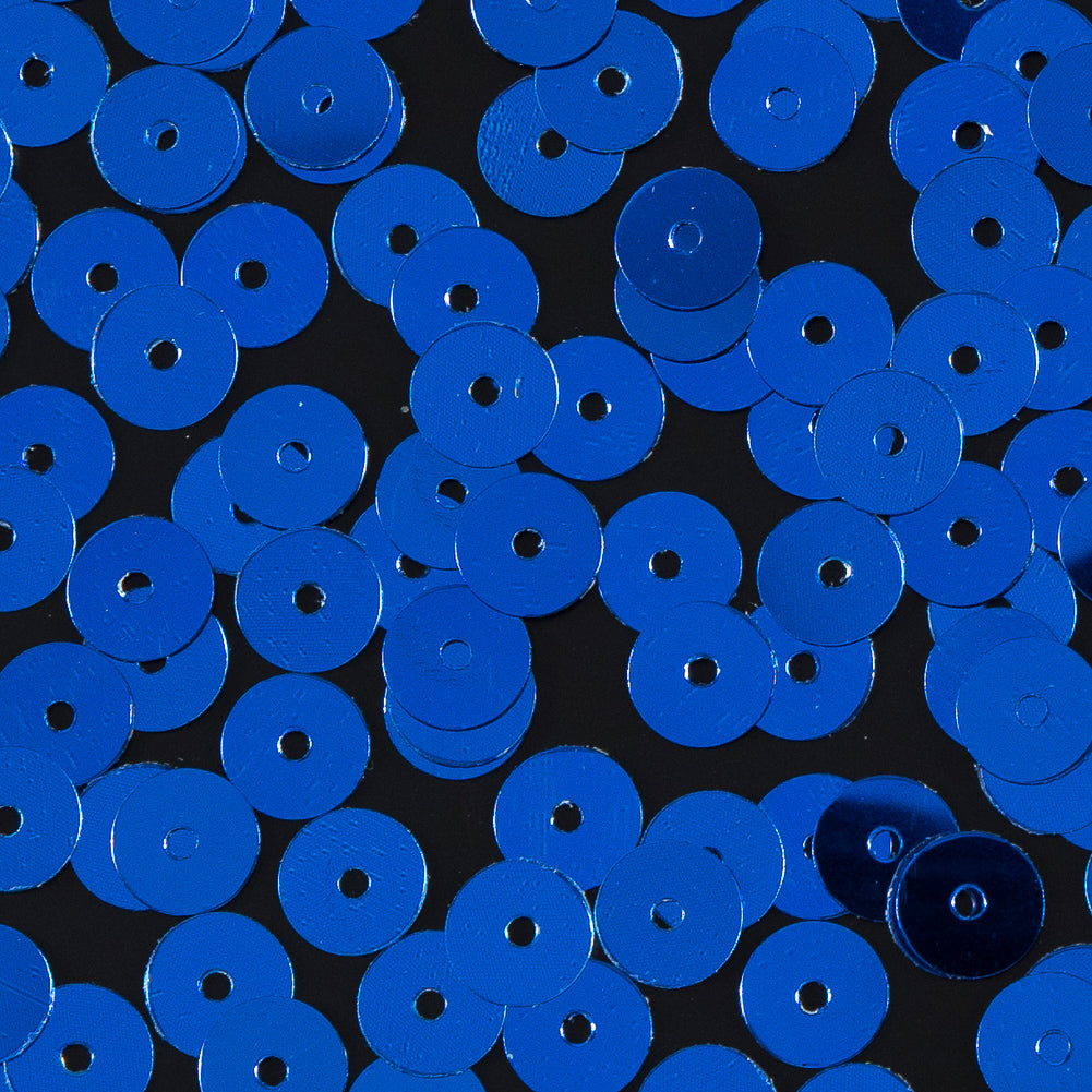 Bag of Blue Color Loose Sequins with Silver Back - 6mm - Detail
