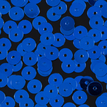 Bag of Blue Color Loose Sequins with Silver Back - 6mm - Detail