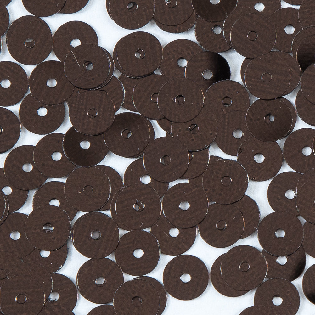 Bag of Brown Color Loose Sequins with Silver Back - 6mm Detail