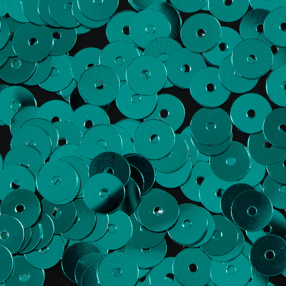 Bag of Teal Color Loose Sequins with Silver Back - 6mm - Detail