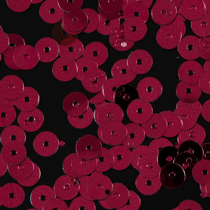 Bag of Ruby Color Loose Sequins with Silver Back - 6mm - Detail