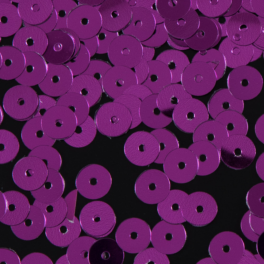 Bag of Fuschia Color Loose Sequins with Silver Back - 6mm Detail
