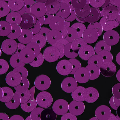 Bag of Fuschia Color Loose Sequins with Silver Back - 6mm Detail