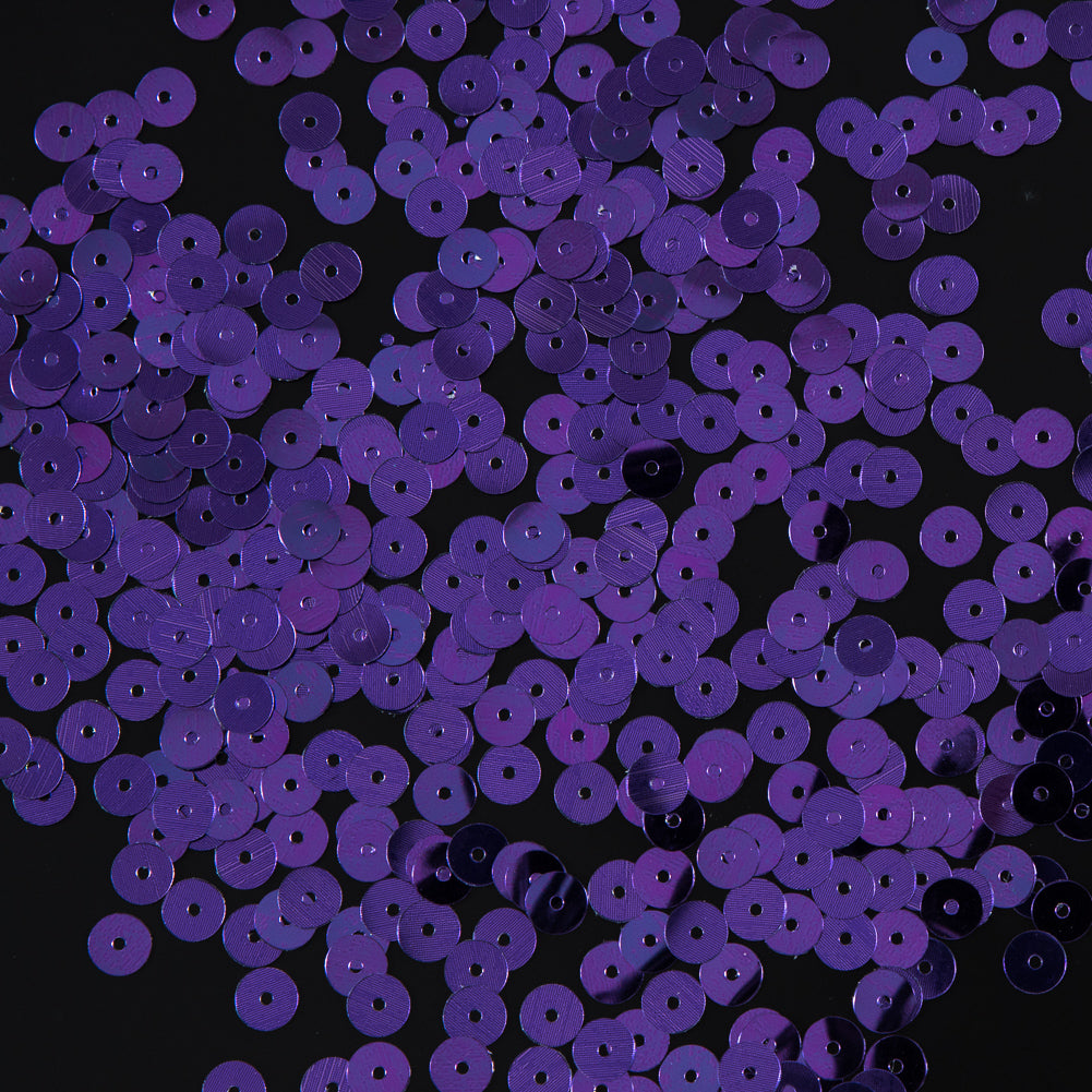Bag of Purple Color Loose Sequins with Silver Back - 6mm