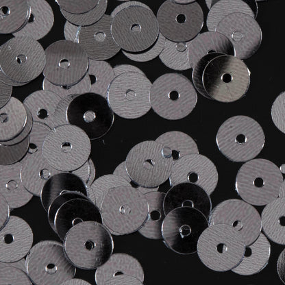Bag of Silver Color Loose Sequins with Silver Back - 6mm - Detail