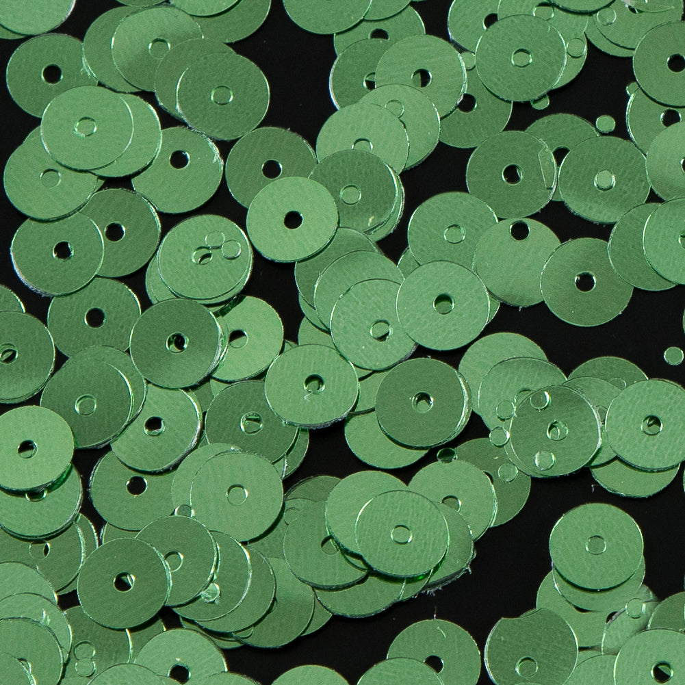 Bag of Green Color Loose Sequins with Silver Back - 6mm Detail