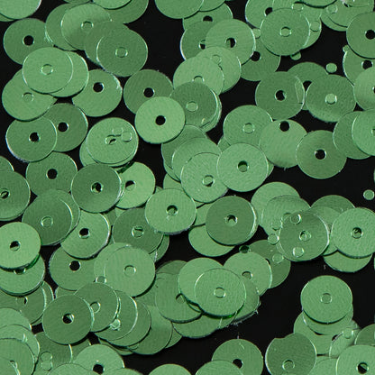 Bag of Green Color Loose Sequins with Silver Back - 6mm Detail