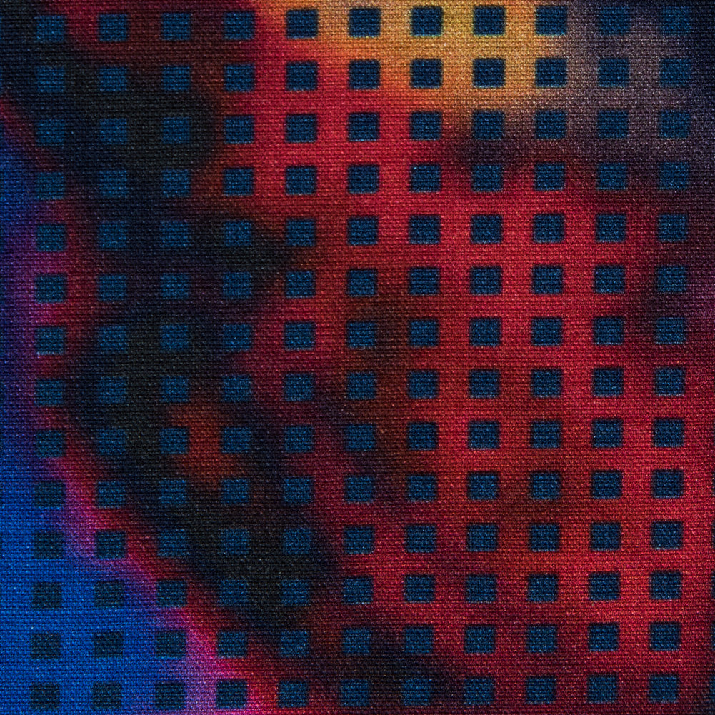 Navy and Multicolor Abstract Watercolor and Checkered Viscose Print - Full