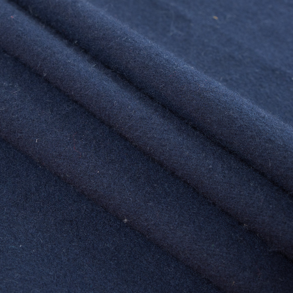 Peacoat Single Faced Fleece Wool Coating Folded