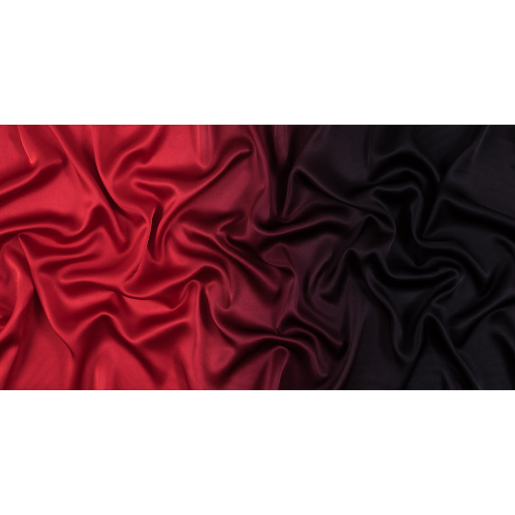 Red and Black Ombre Silk Charmeuse Folded