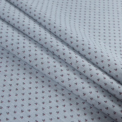 Dawn Blue Floral Printed Cotton Dobby Jacquard Detail