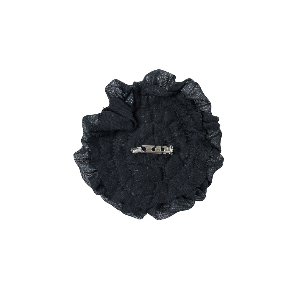 Black Ruffle Chiffon Brooch - 4" Detail