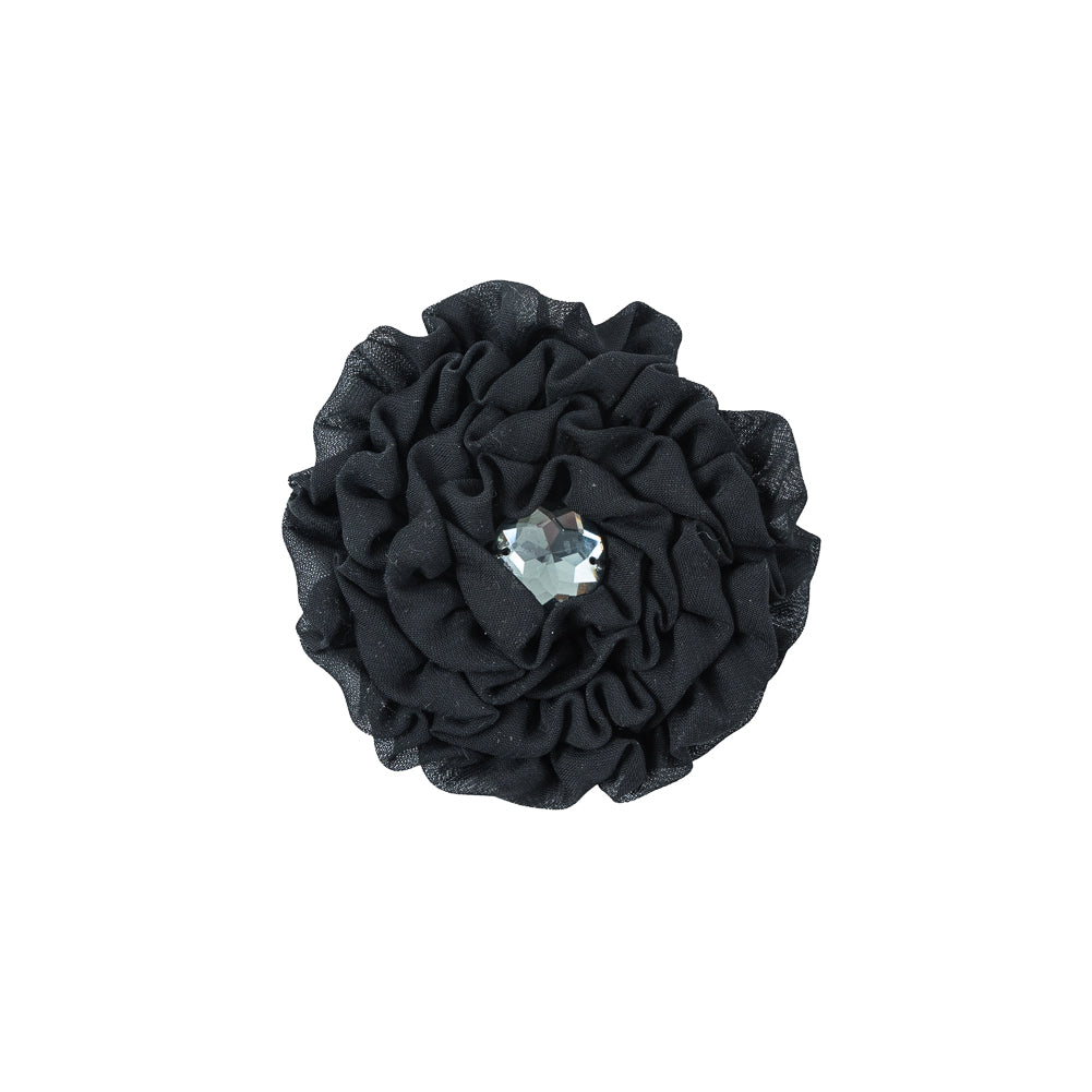 Black Ruffle Chiffon Brooch - 4"