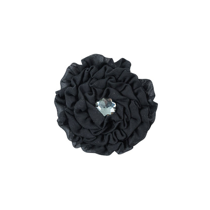 Black Ruffle Chiffon Brooch - 4"