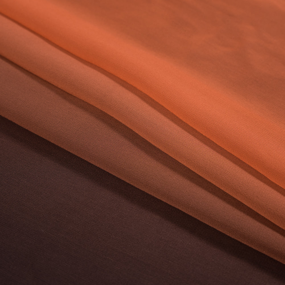 Orange and Brown Ombre Silk Chiffon - Folded