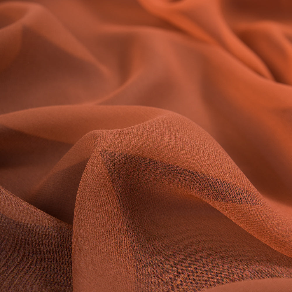 Orange and Brown Ombre Silk Chiffon - Detail