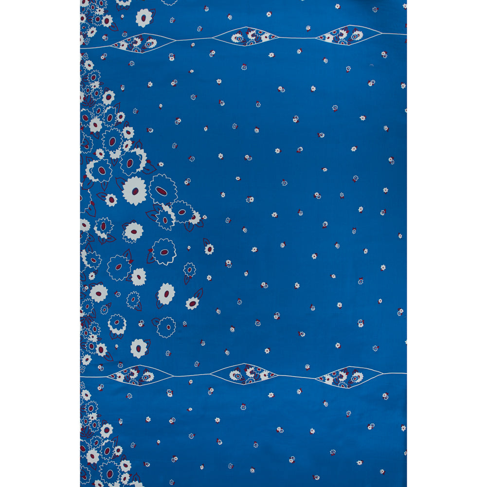 Famous NYC Designer Floral Border Printed Silk Crepe De Chine - Full