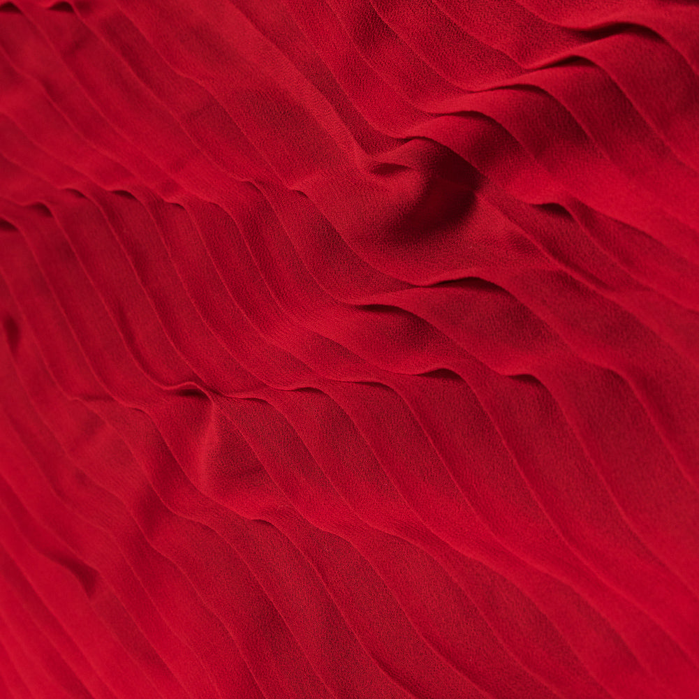 Accordion Pleated Chiffon - Tomato Red - Etereo Collection Detail