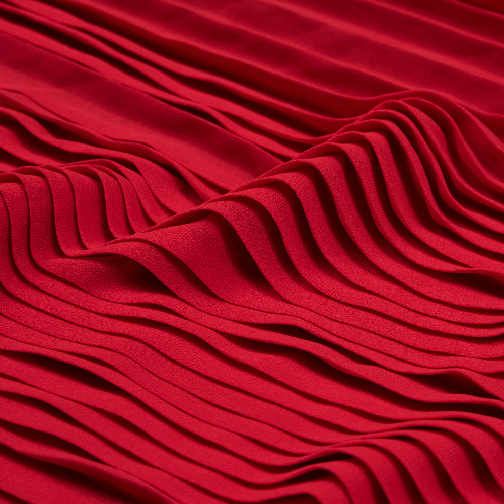 Accordion Pleated Chiffon - Tomato Red - Etereo Collection
