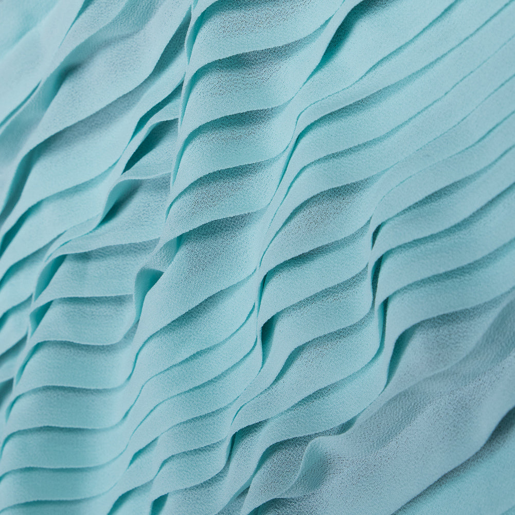 Bleached Aqua Accordion Pleated Chiffon