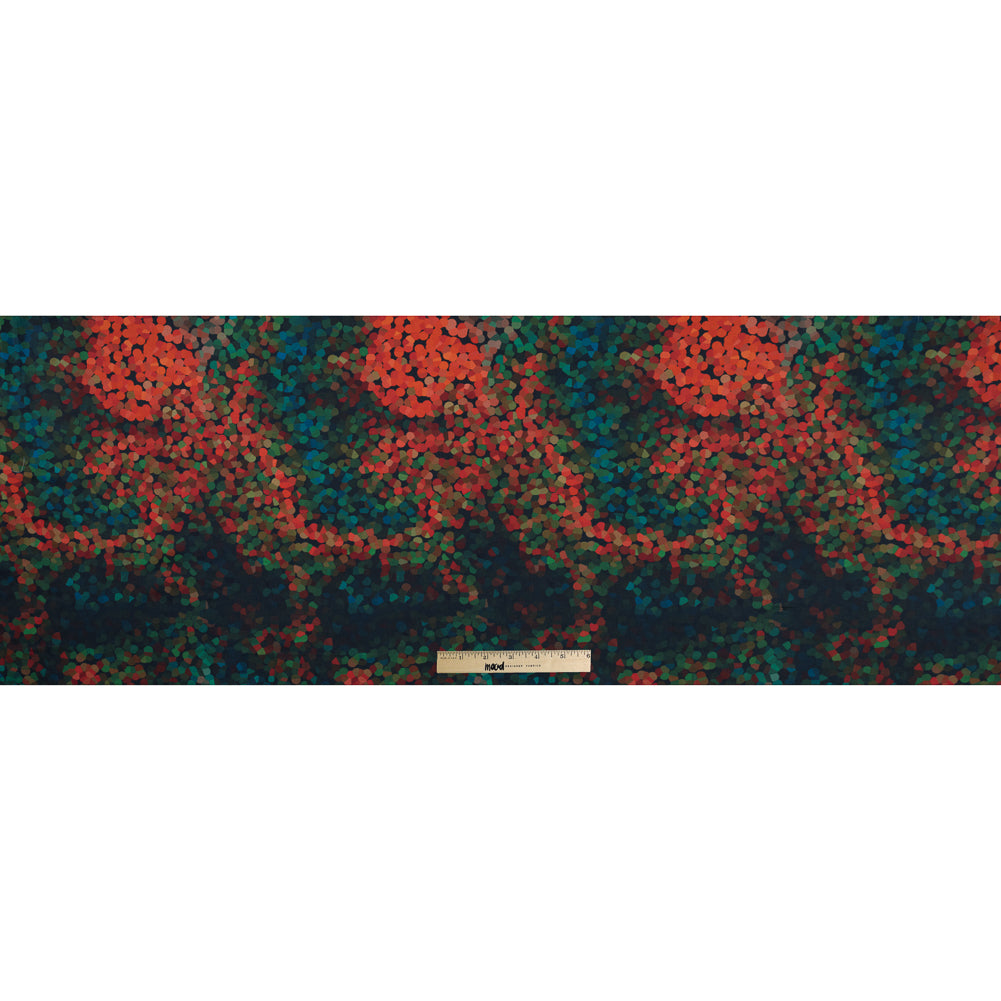 Vibrant Blue and Orange Mosaic Printed Cotton Poplin Folded