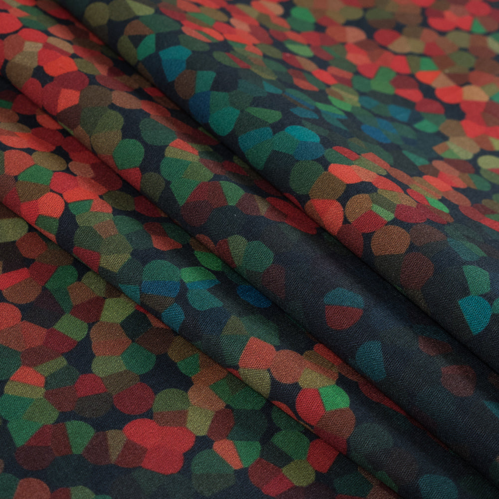 Vibrant Blue and Orange Mosaic Printed Cotton Poplin Detail