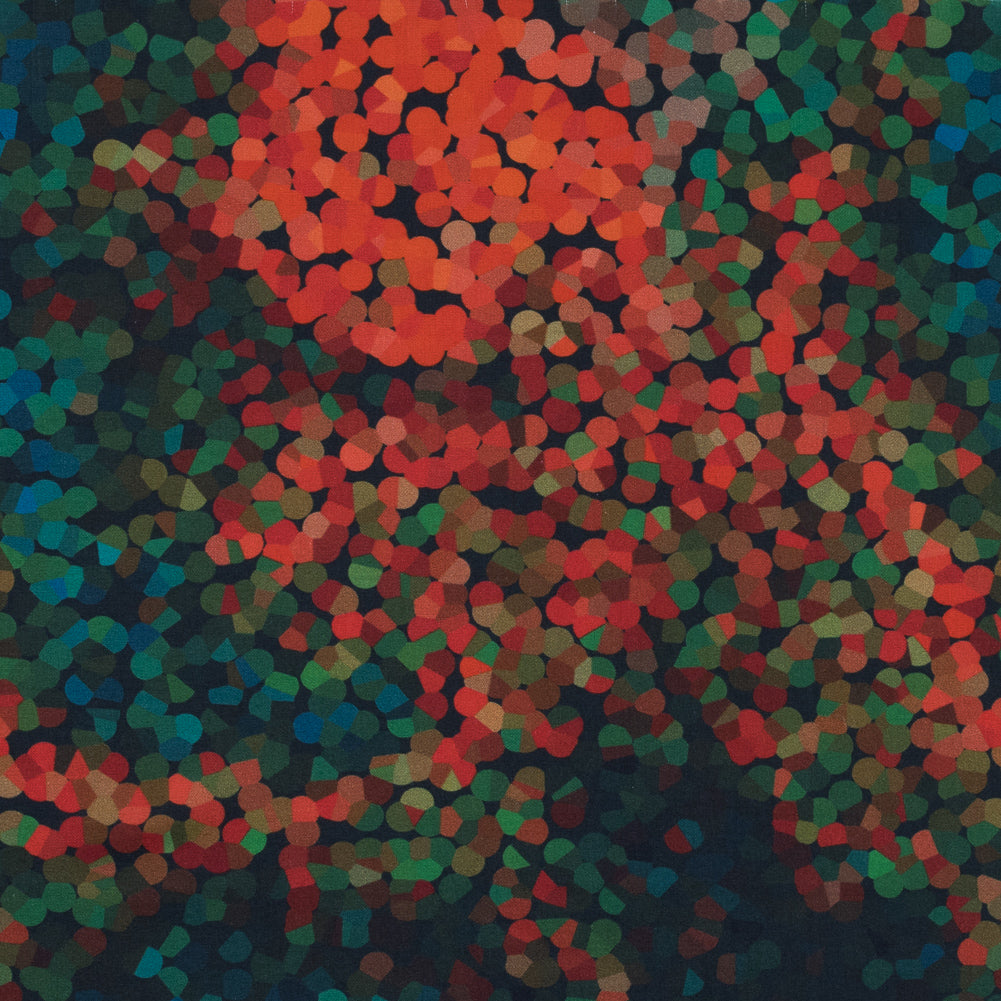 Vibrant Blue and Orange Mosaic Printed Cotton Poplin