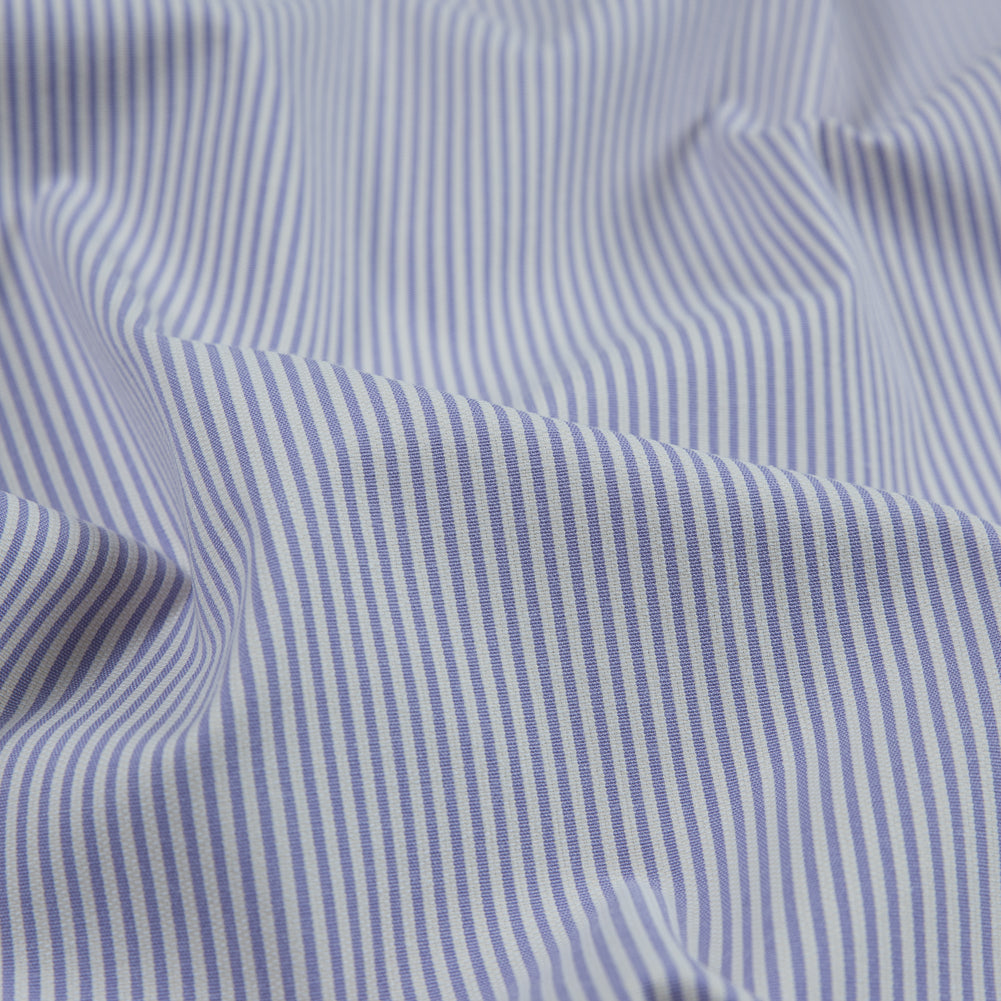 Orchid Hush and White Candy Striped Stretch Cotton Woven - Detail