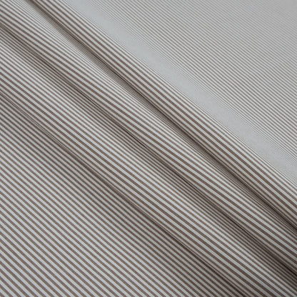 Brownie and White Candy Striped Stretch Cotton Woven - Folded