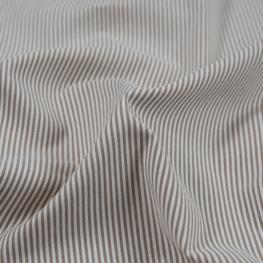 Brownie and White Candy Striped Stretch Cotton Woven - Detail