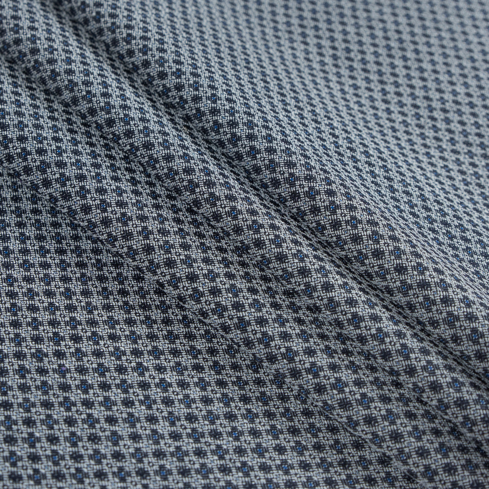 Paloma Geometric Stretch Cotton Woven with True Blue Accents - Folded