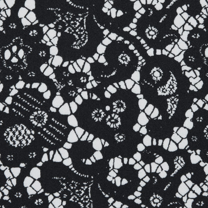 Black and White Floral and Paisley Lace Printed Cotton Shirting Detail