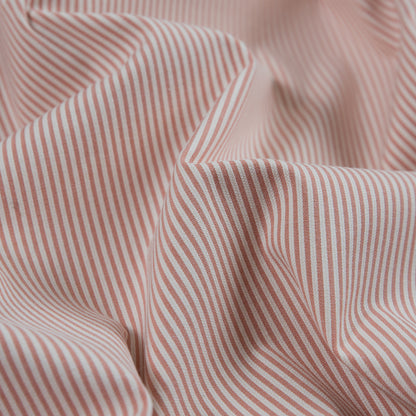 Salmon and White Candy Striped Stretch Cotton Woven Detail