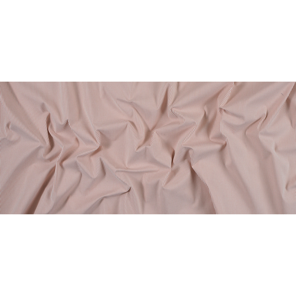 Salmon and White Candy Striped Stretch Cotton Woven Full