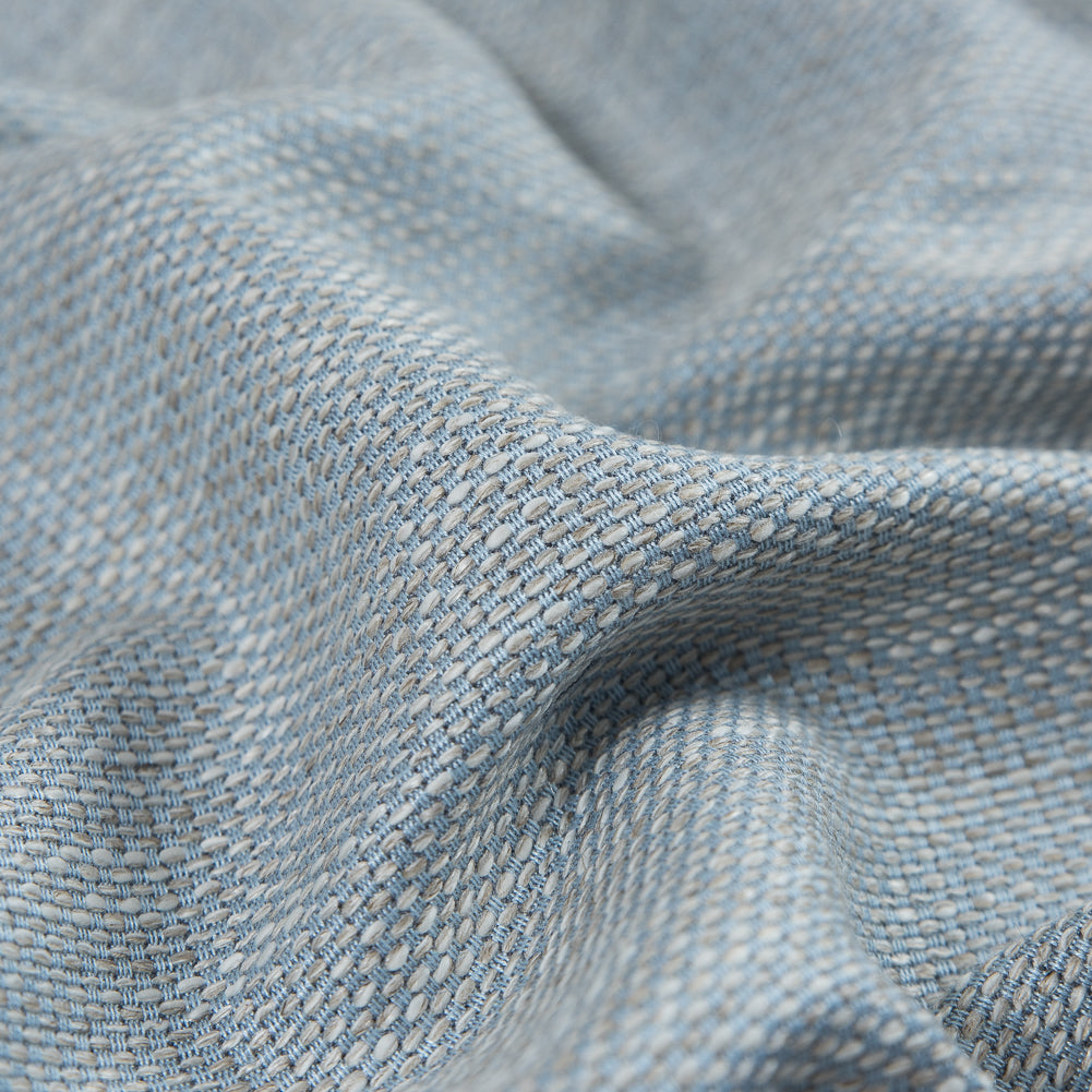 Baby Blue and Silver Lining Cotton and Rayon Tweed Detail
