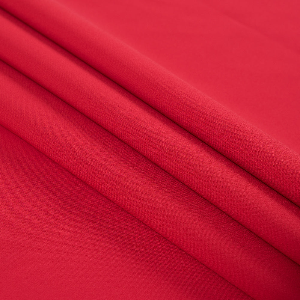 Fiery Red Stretch Polyester Double Cloth Folded