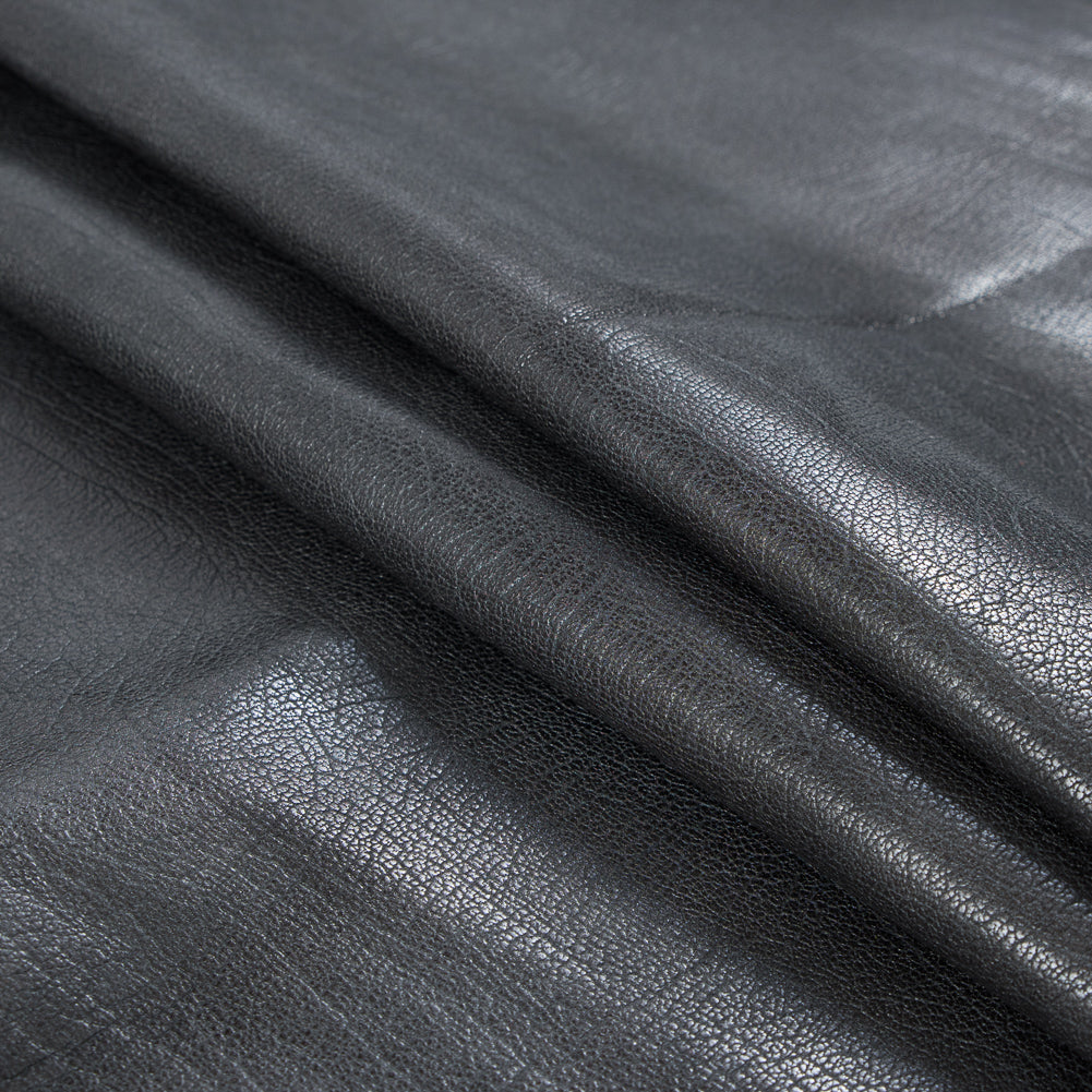 Small Gunmetal Goat Leather with Black Backing - Folded