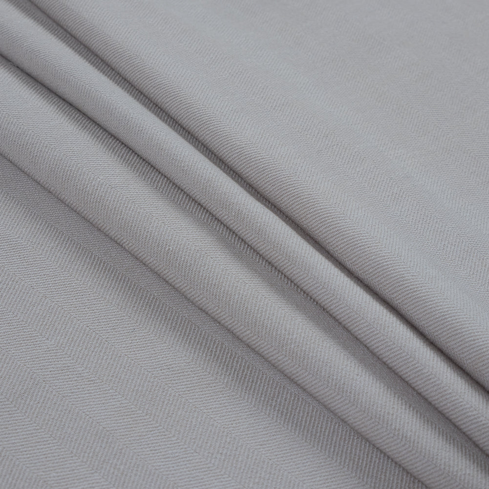 Armani Silver Cloud Herringbone Stretch Wool Woven Folded